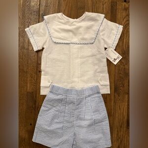 NWT Anvy Kids Kia Boys Smocked Outfit Shirt Shorts Boys Size 4T